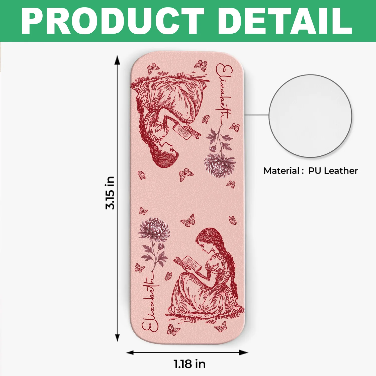 Birth Flower Book Lovers Toile De Jouy - Personalized Leather Magnetic Bookmark CH07 899540 - Image 7