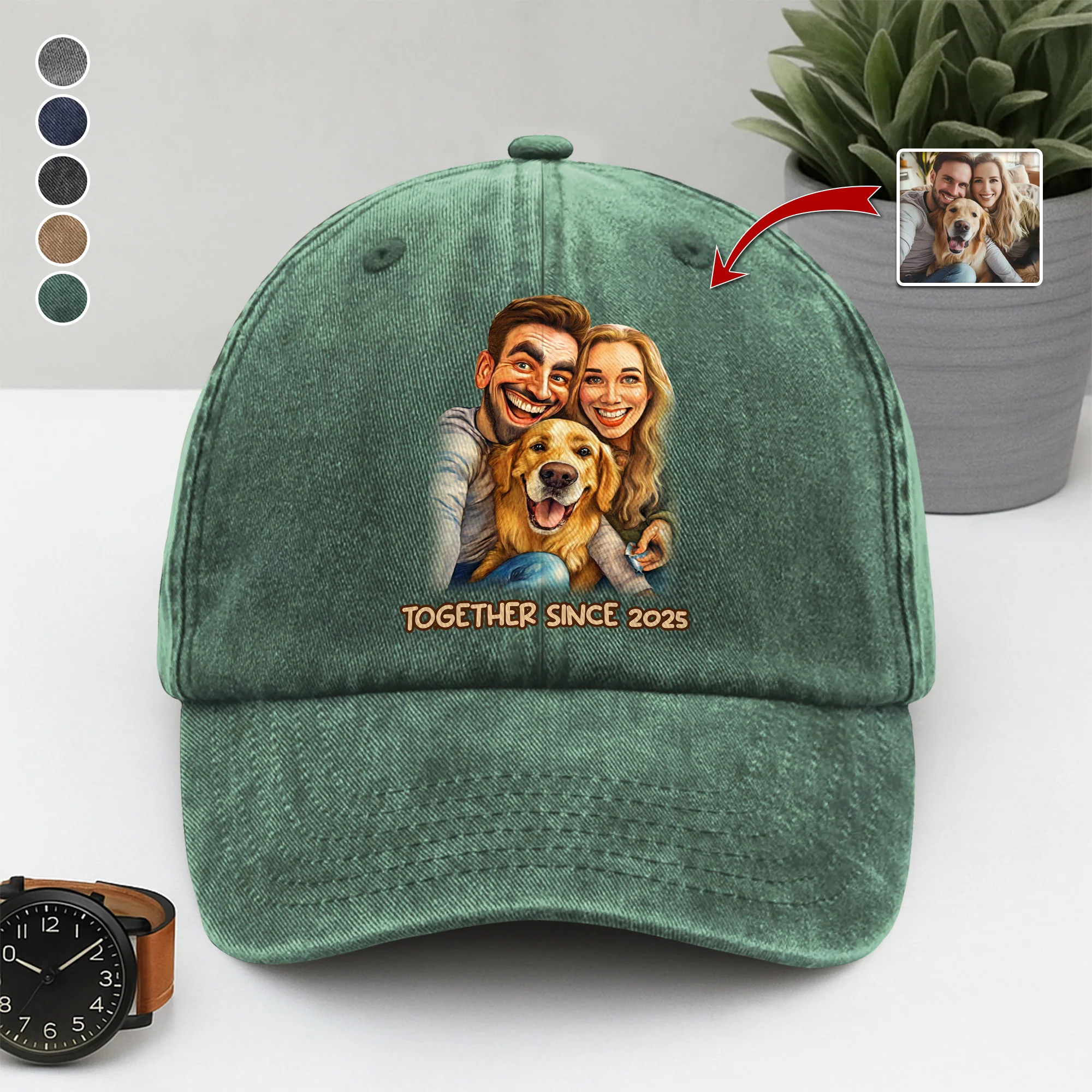 Caricature Your Photo - Custom Vintage Washed Denim Baseball Cap TH10 894505 - Image 3