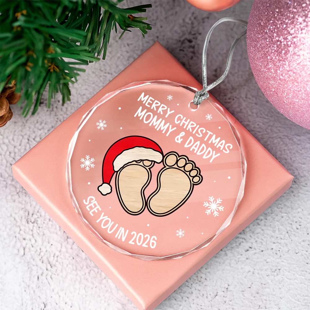 Christmas Baby Shower - Personalized Glass Ornament Gifts For New Moms, New Dads, New Parents CH07 899280 - Image 2