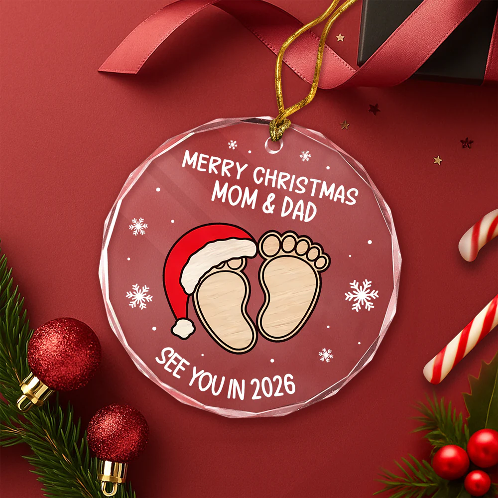 Christmas Baby Shower - Personalized Glass Ornament Gifts For New Moms, New Dads, New Parents CH07 899280 - Image 3