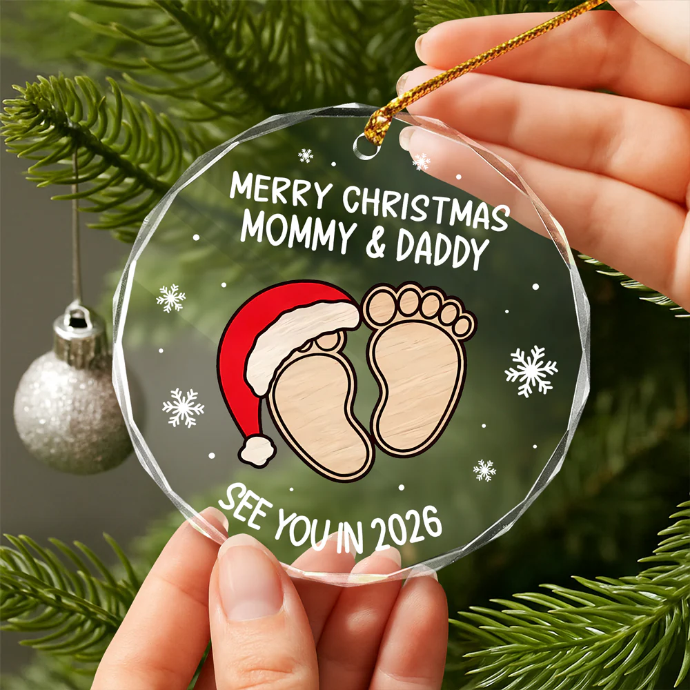 Christmas Baby Shower - Personalized Glass Ornament Gifts For New Moms, New Dads, New Parents CH07 899280 - Image 4