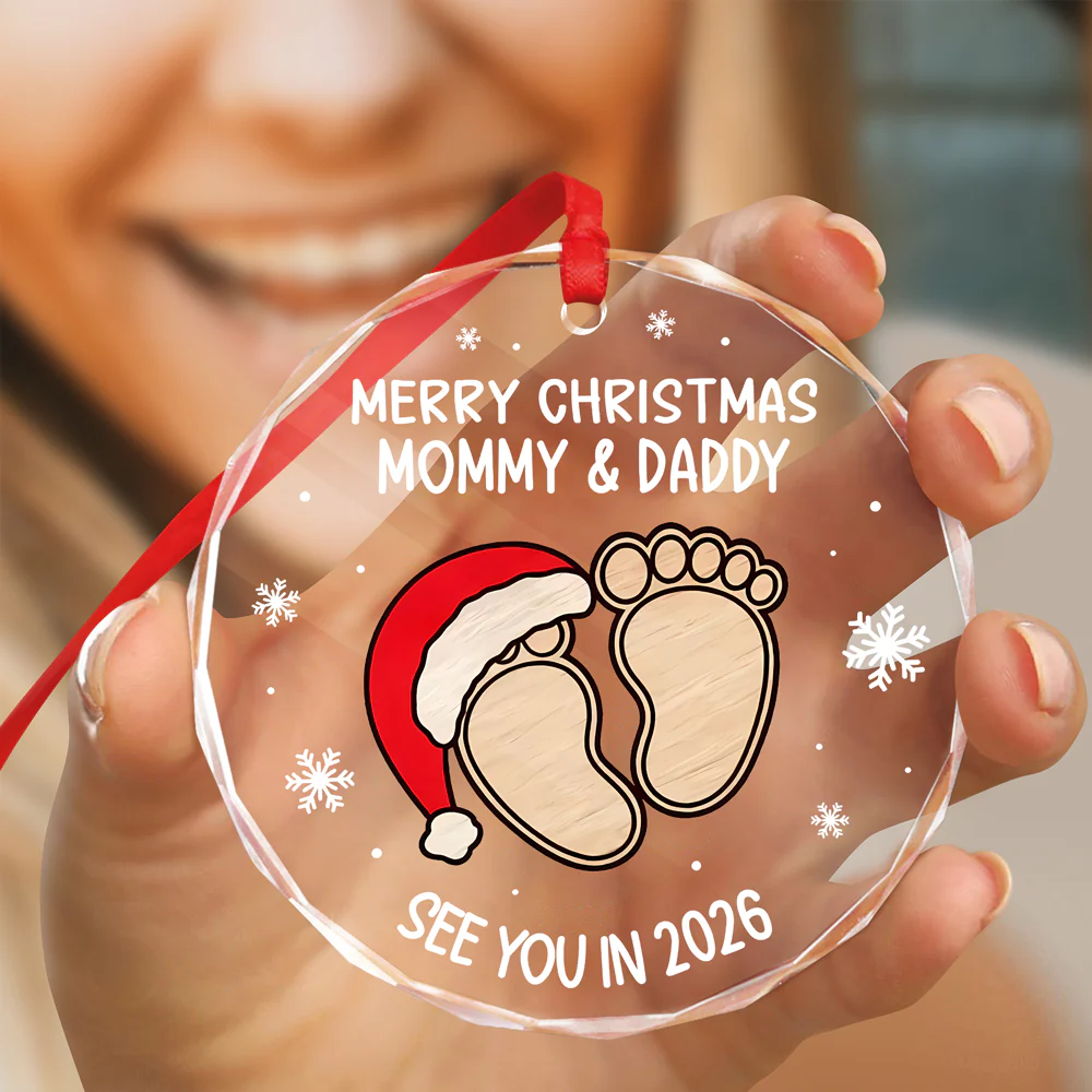 Christmas Baby Shower - Personalized Glass Ornament Gifts For New Moms, New Dads, New Parents CH07 899280 - Image 7