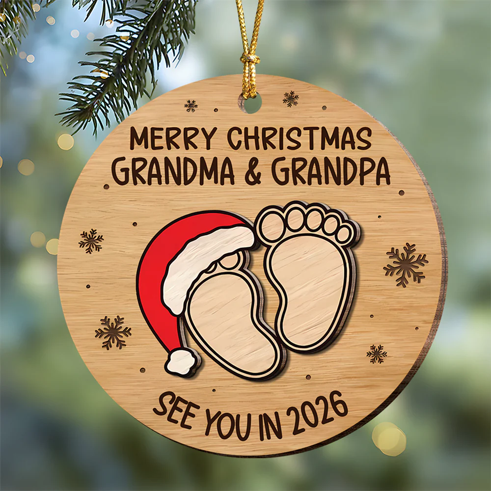 Christmas Baby Shower - Personalized Wood Ornament Gifts For New Moms, New Dads, New Parents CH07 899282 - Image 2