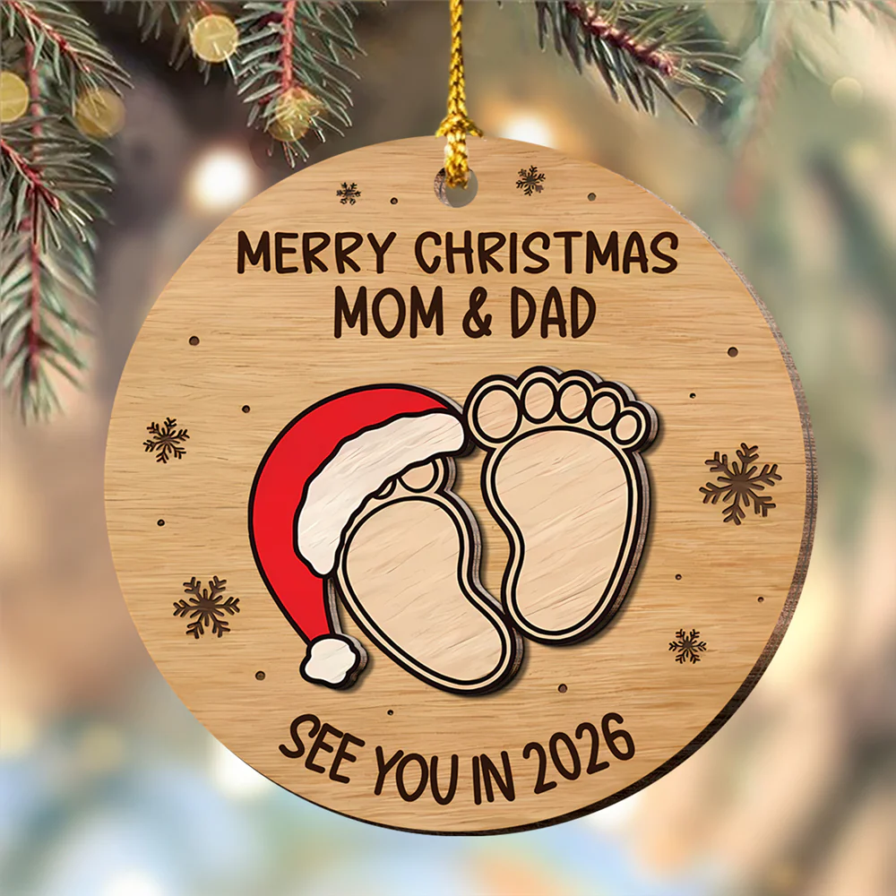 Christmas Baby Shower - Personalized Wood Ornament Gifts For New Moms, New Dads, New Parents CH07 899282 - Image 3