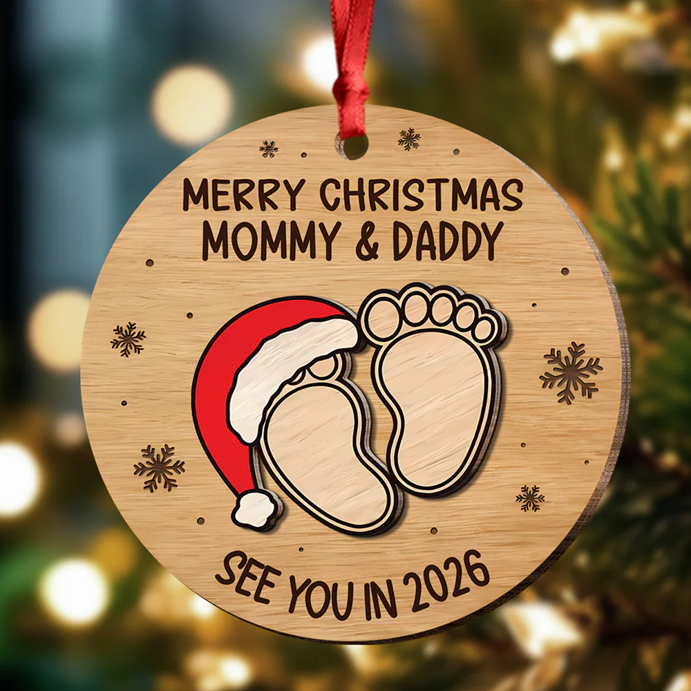 Christmas Baby Shower - Personalized Wood Ornament Gifts For New Moms, New Dads, New Parents CH07 899282 - Image 4