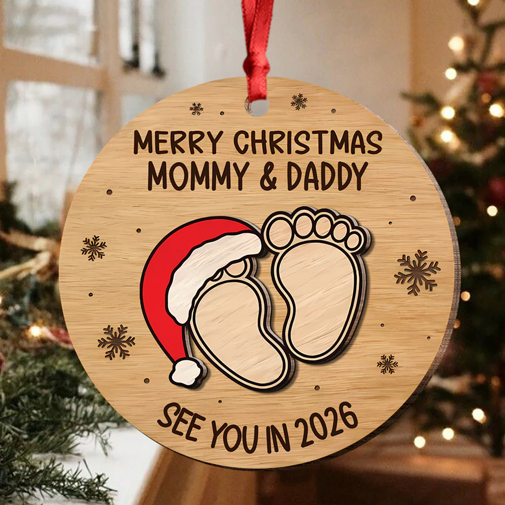 Christmas Baby Shower - Personalized Wood Ornament Gifts For New Moms, New Dads, New Parents CH07 899282 - Image 7
