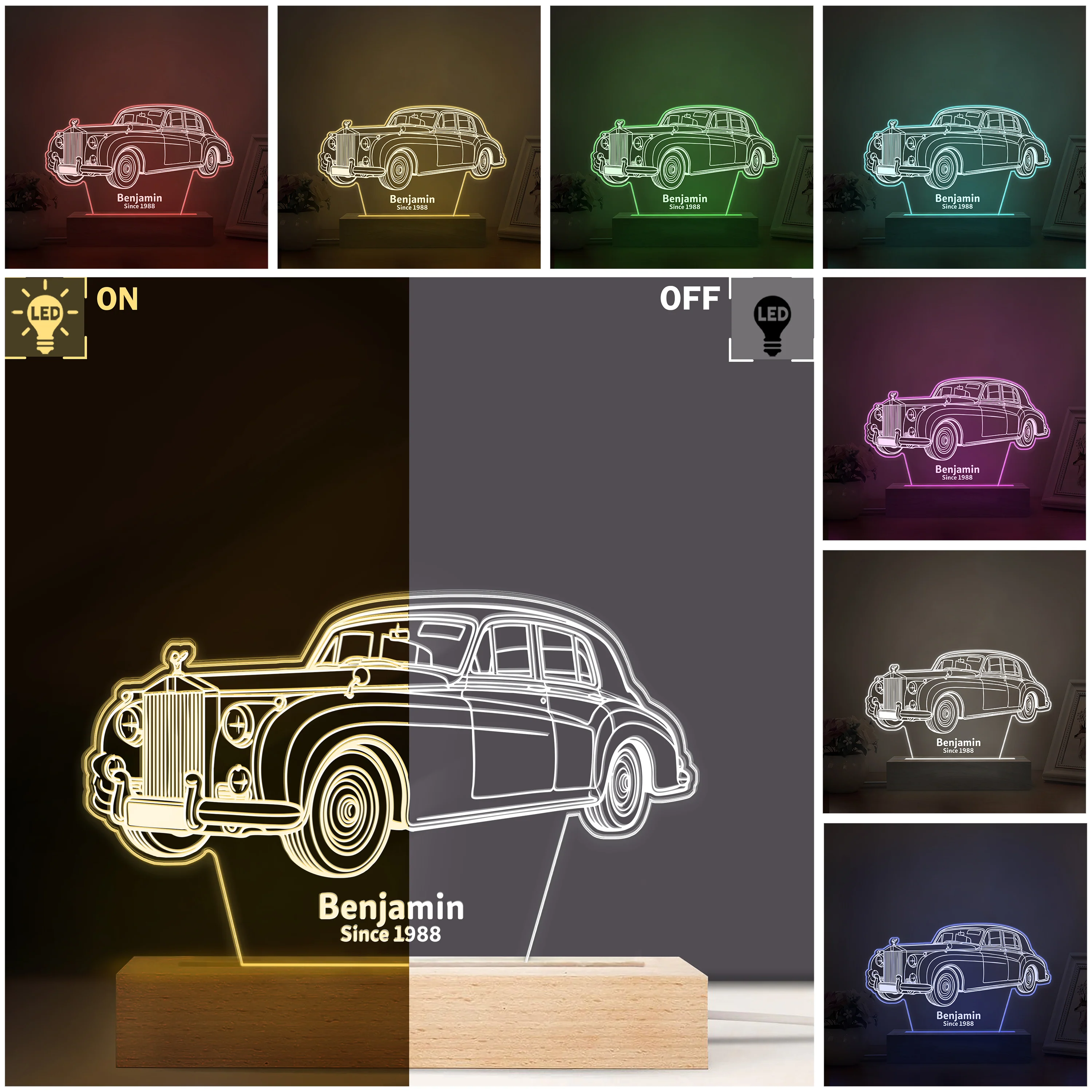 Custom 3D Car Sketch Shaped LED Night Light Plaque LM32 895015 - Image 5