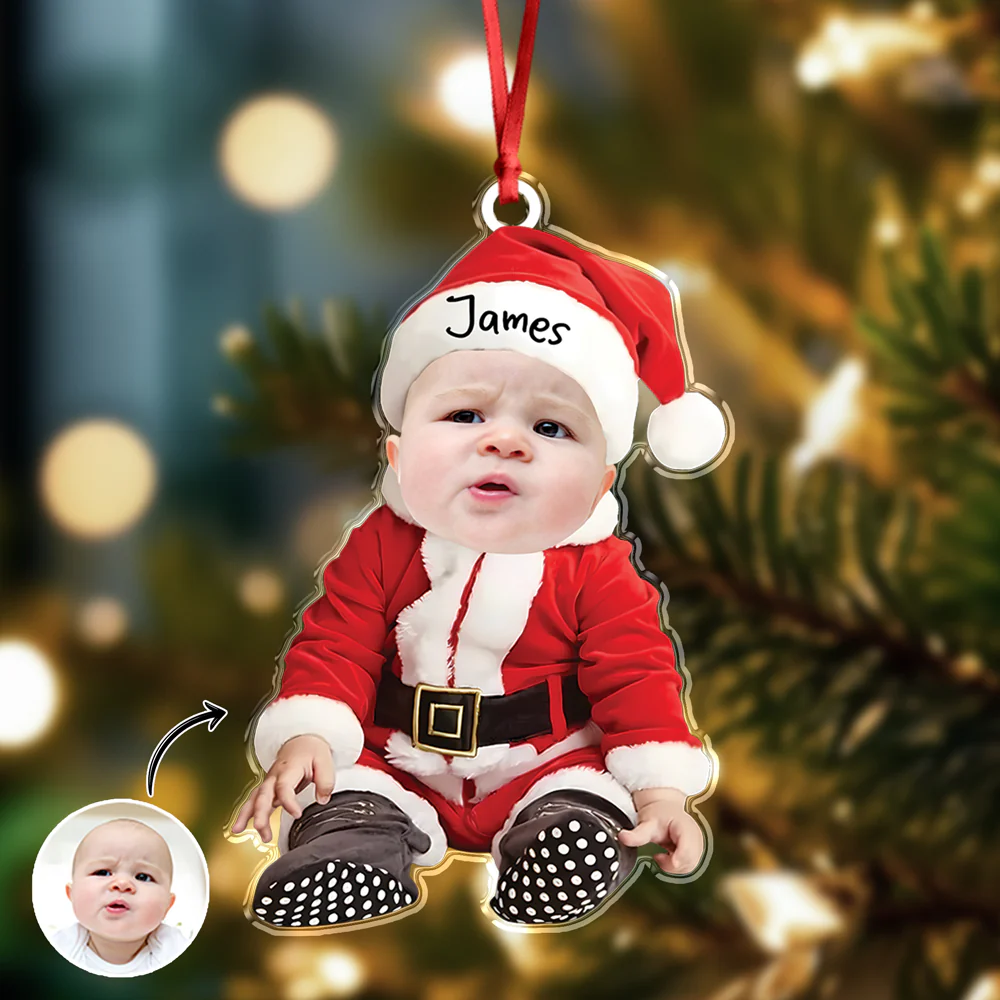 Custom Baby Santa Photo First Christmas Acrylic Ornament CH07 899028 - Image 4