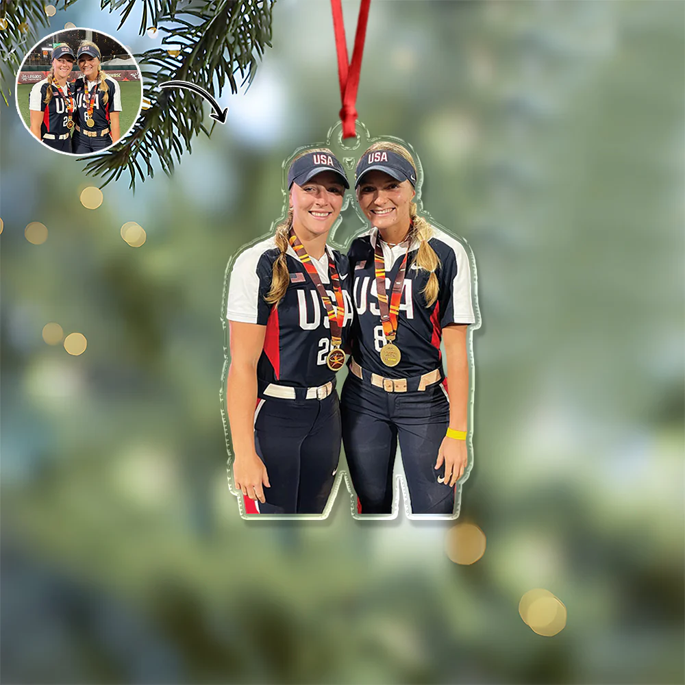 Custom Baseball Girl Besties Photo - Personalized Acrylic Ornament Gift For Baseball Lovers HO82 894680 - Image 2