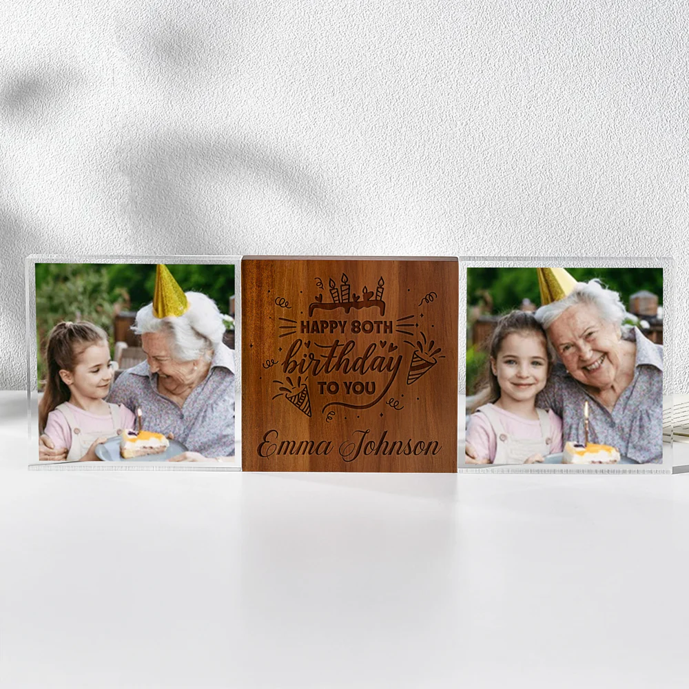 Custom Birthday Photo Wooden & Acrylic Photo Block Set Gift For Family CH07 896348 - Image 2