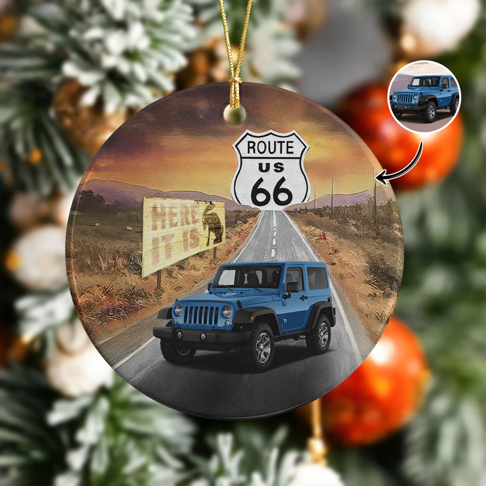 Custom Car Photo Route 66 Ceramic Ornament For Car Lover TH10 896033 - Image 6