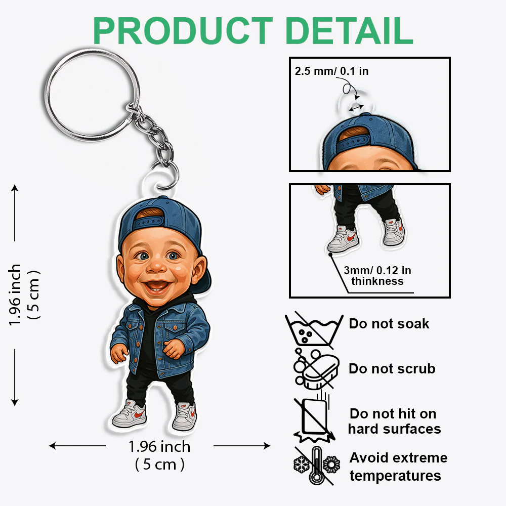 Custom Cartoon Photo Acrylic Keychain Decor Gift For Family CH07 895782 - Image 7