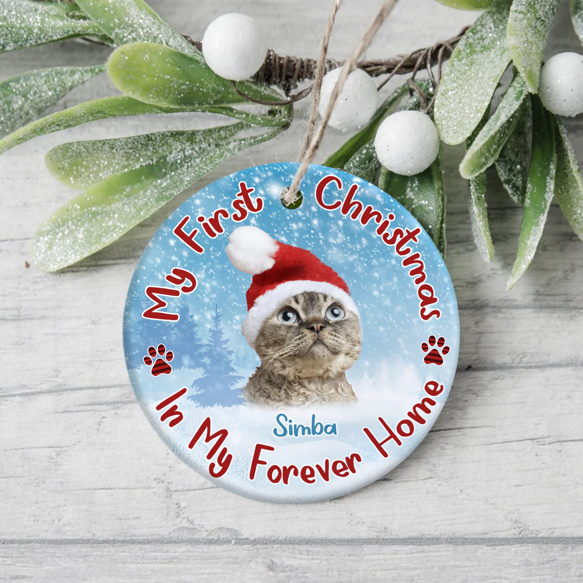 Custom Cat Photo My First Christmas In My Forever Home Christmas Ceramic Ornament CH07 896598 - Image 5