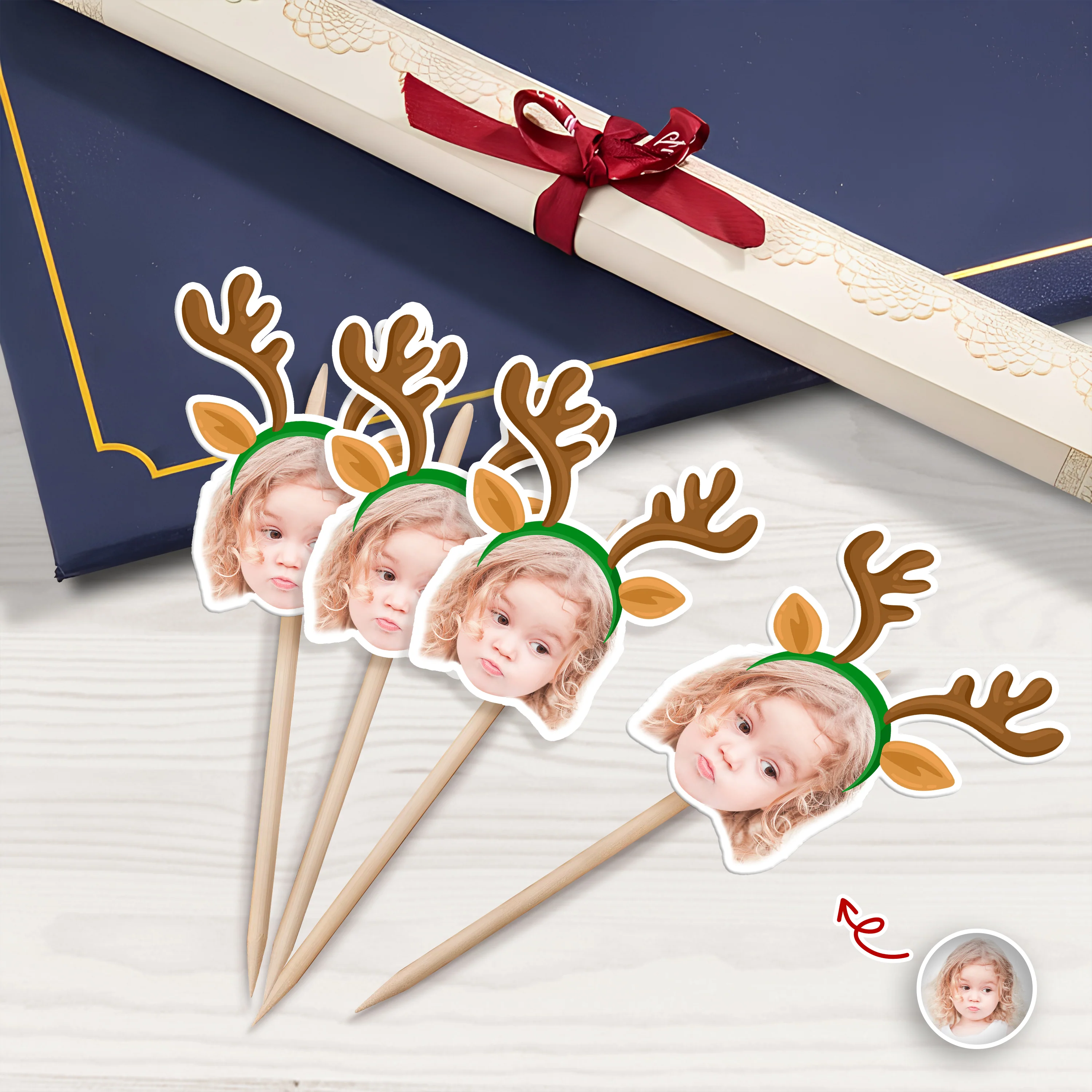 Custom Cute Face Christmas Cupcake Topper - XMAS Party Decor Gift For Family CH07 896254 - Image 6