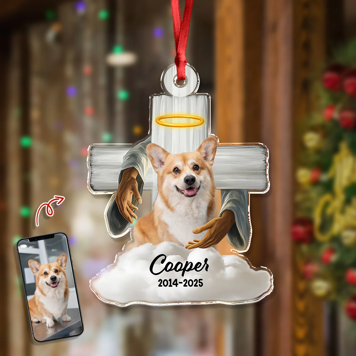 Custom Dog Memorial Photo Dog In Heaven Acrylic Ornament CH07 896636 - Image 2