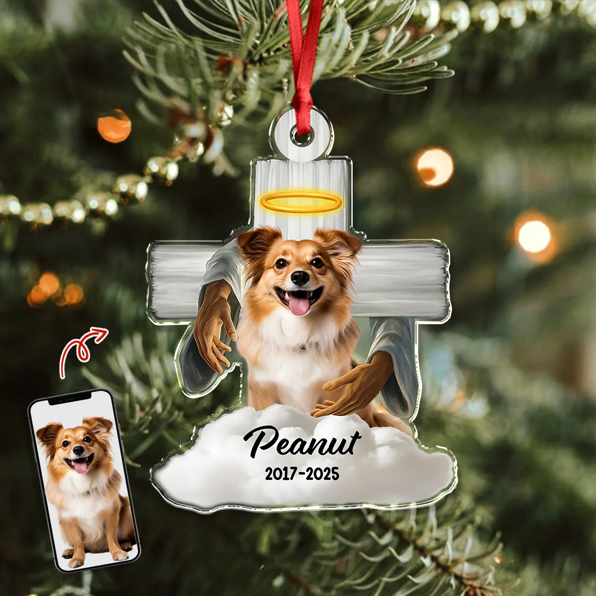 Custom Dog Memorial Photo Dog In Heaven Acrylic Ornament CH07 896636 - Image 4