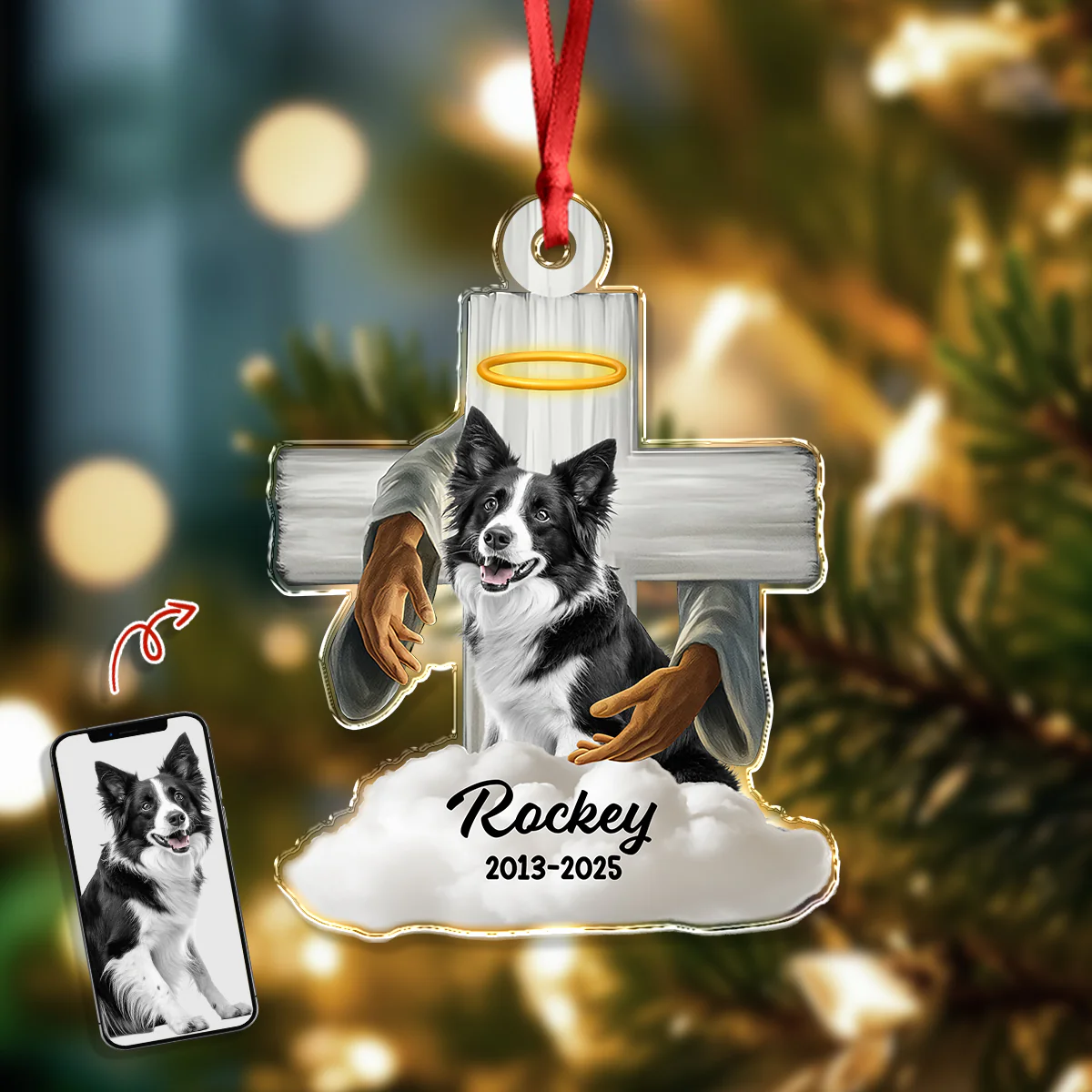 Custom Dog Memorial Photo Dog In Heaven Acrylic Ornament CH07 896636 - Image 5