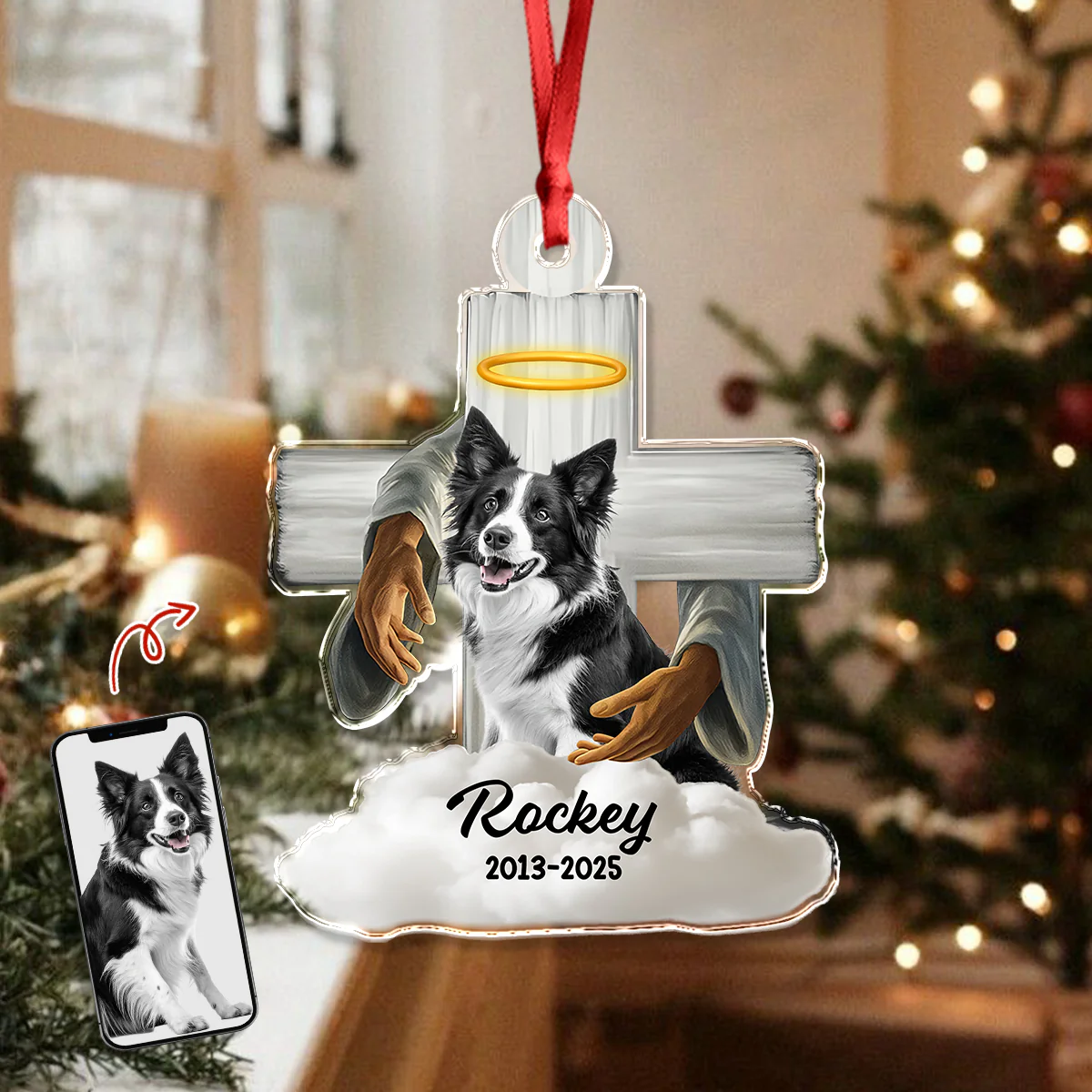 Custom Dog Memorial Photo Dog In Heaven Acrylic Ornament CH07 896636 - Image 6