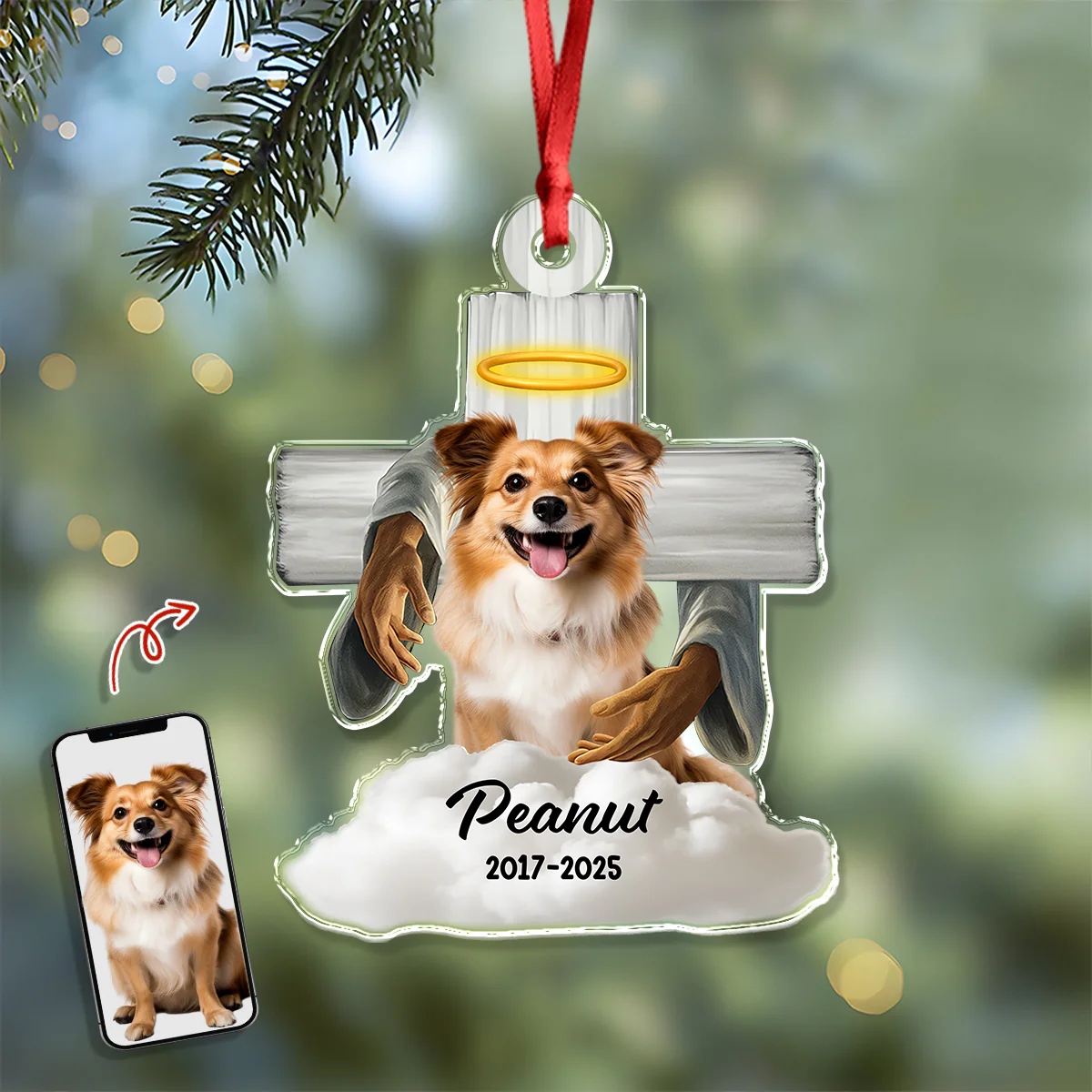 Custom Dog Memorial Photo Dog In Heaven Acrylic Ornament CH07 896636 - Image 7