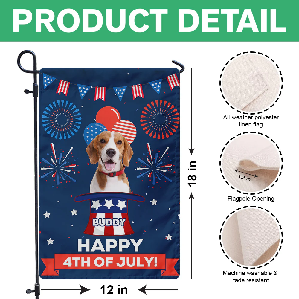 Custom Dog Photo Happy 4th Of July Garden Flag Independence Day Gift CH07 896048 - Image 7