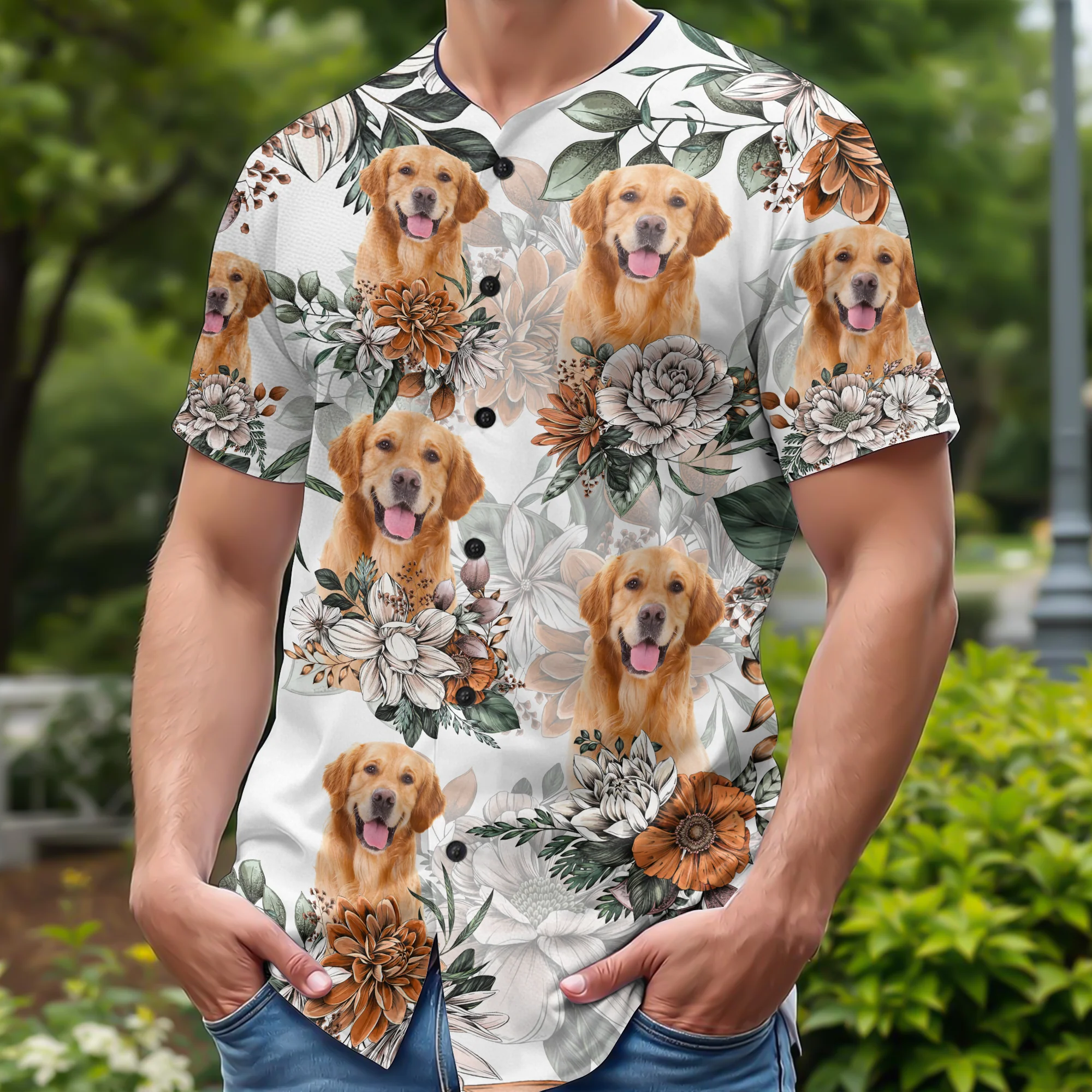 Custom Dog Photo Hawaiian Style Baseball Jersey Shirt For Dog Lovers HO82 894260 - Image 3