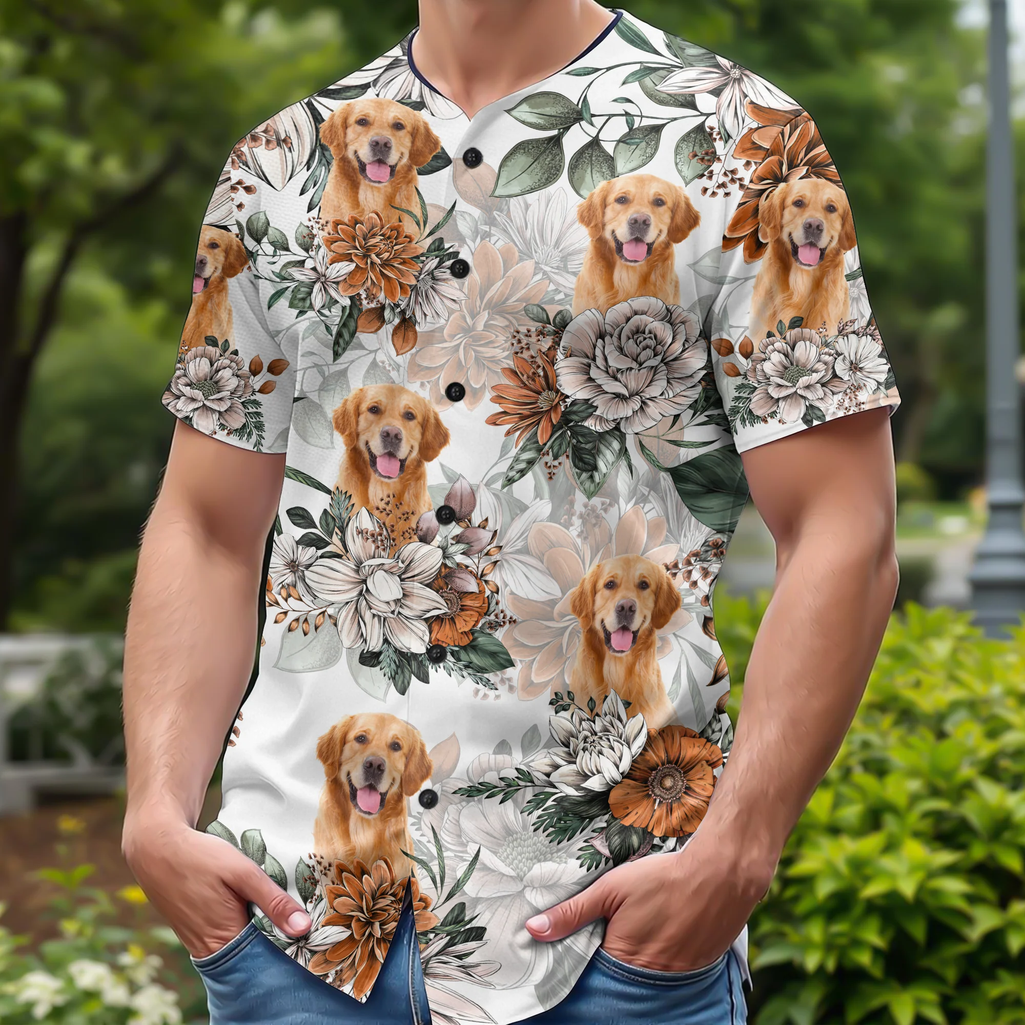 Custom Dog Photo Hawaiian Style Baseball Jersey Shirt For Dog Lovers HO82 894260 - Image 8