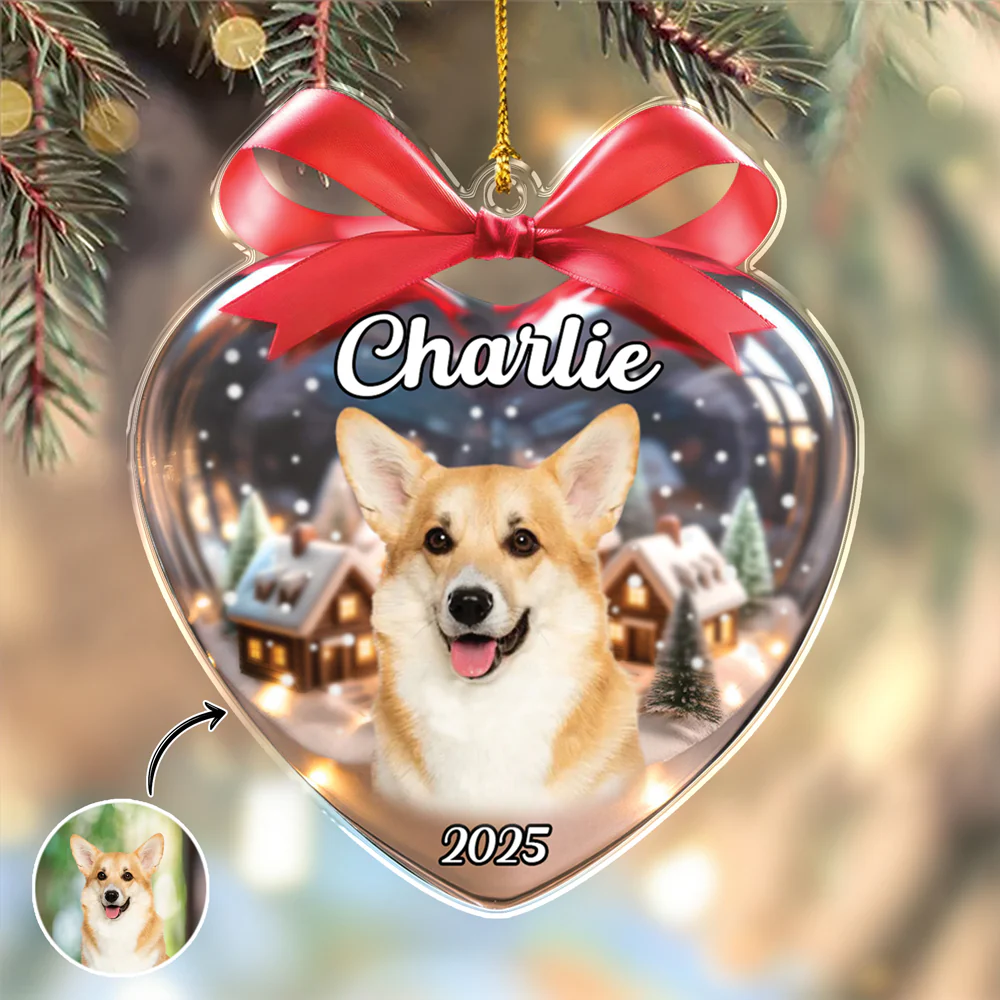 Custom Dog Photo Heart Shaped Acrylic Ornament Christmas Gift For Dog Lovers CH07 899332 - Image 3