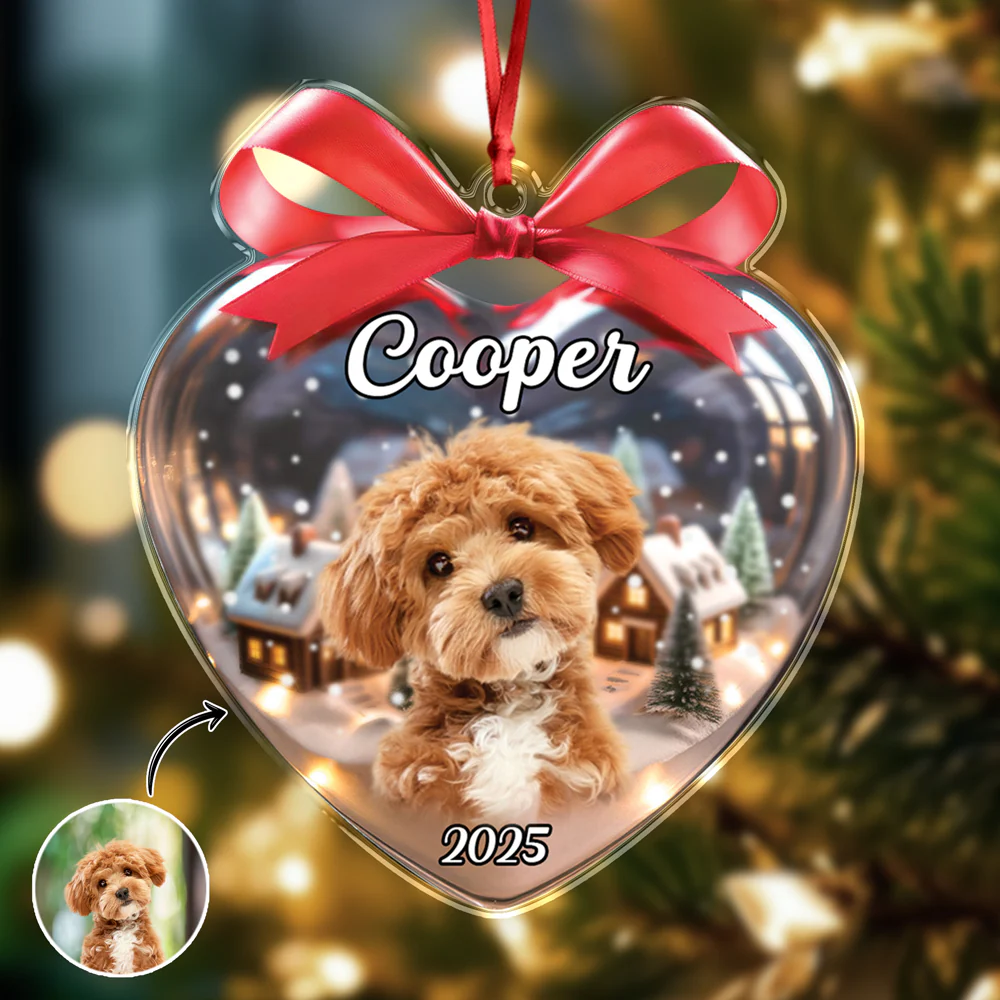 Custom Dog Photo Heart Shaped Acrylic Ornament Christmas Gift For Dog Lovers CH07 899332 - Image 4