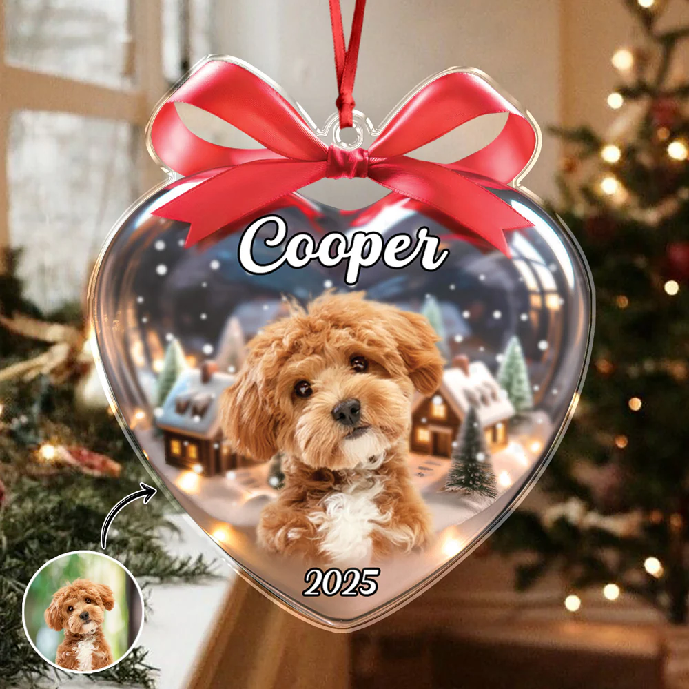 Custom Dog Photo Heart Shaped Acrylic Ornament Christmas Gift For Dog Lovers CH07 899332 - Image 7