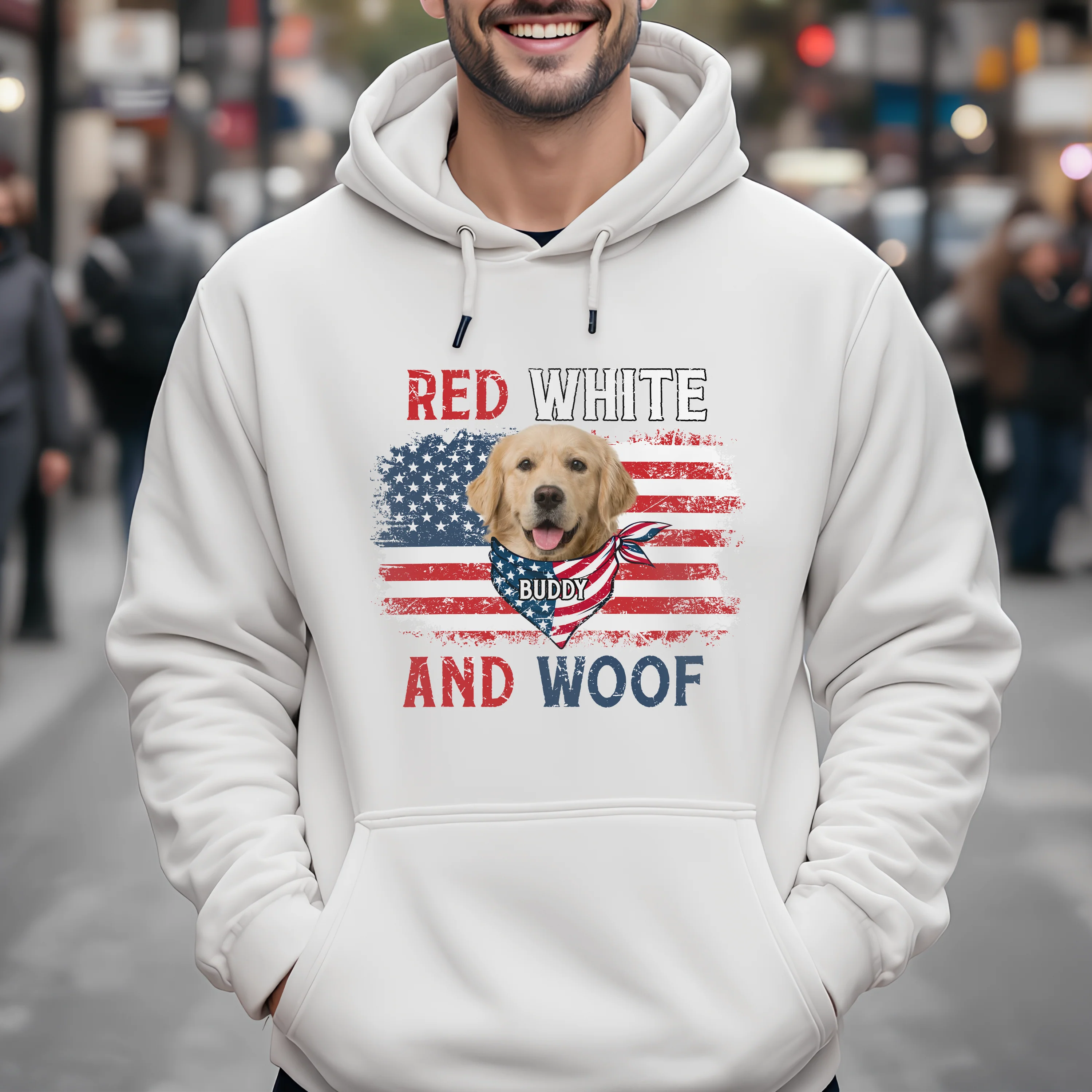 Custom Dog Photo Red White And Woof Shirt For 4th Of July CH07 896096 - Image 2