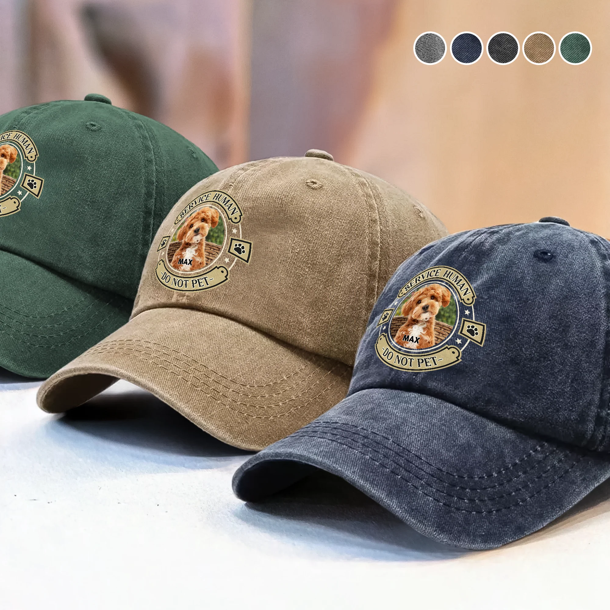 Custom Dog Photo Service Human Washed Denim Baseball Cap For Dog Lovers LM32 895027 - Image 5