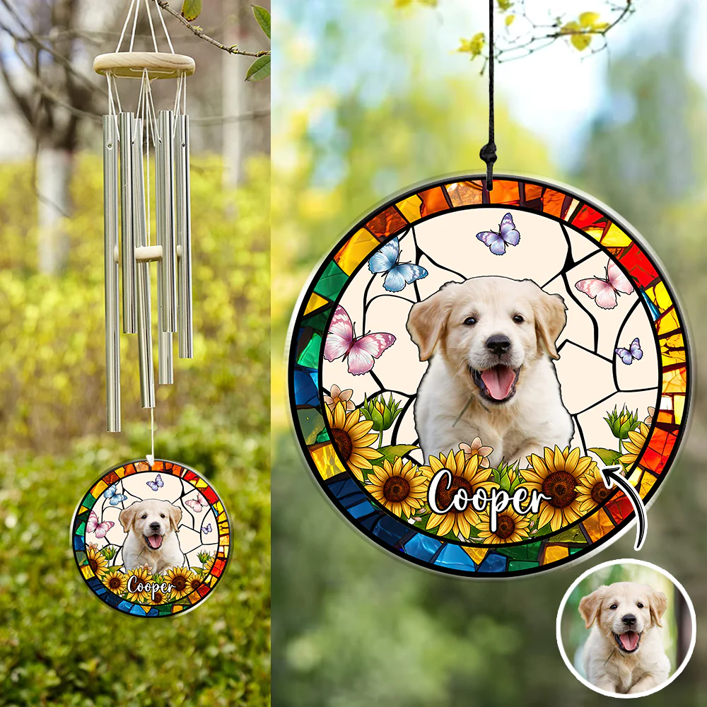 Custom Dog Photo With Flower Memorial Acrylic Wind Chimes For Dog Lovers HO82 894848 - Image 5