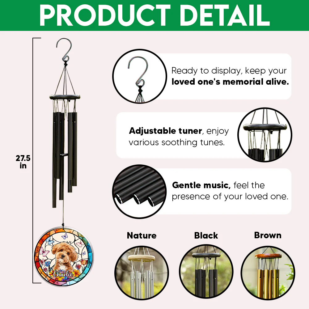 Custom Dog Photo With Flower Memorial Acrylic Wind Chimes For Dog Lovers HO82 894848 - Image 6