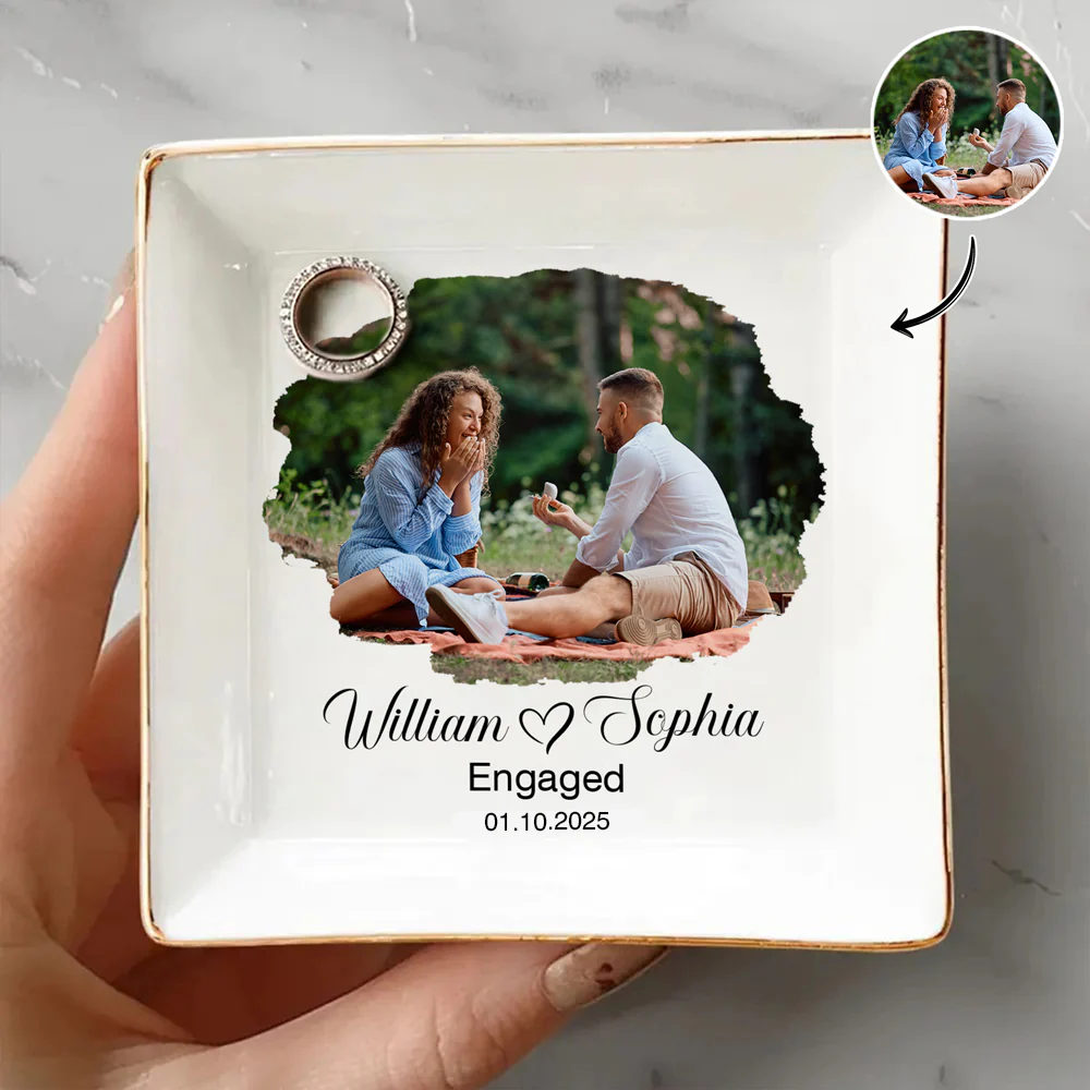 Custom Engagement Photo Jewelry Dish Gift For Married Couple CH07 899888 - Image 4