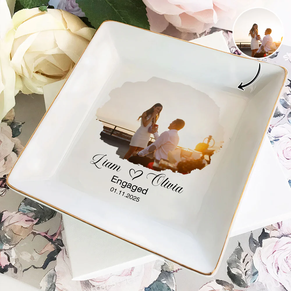 Custom Engagement Photo Jewelry Dish Gift For Married Couple CH07 899888 - Image 6
