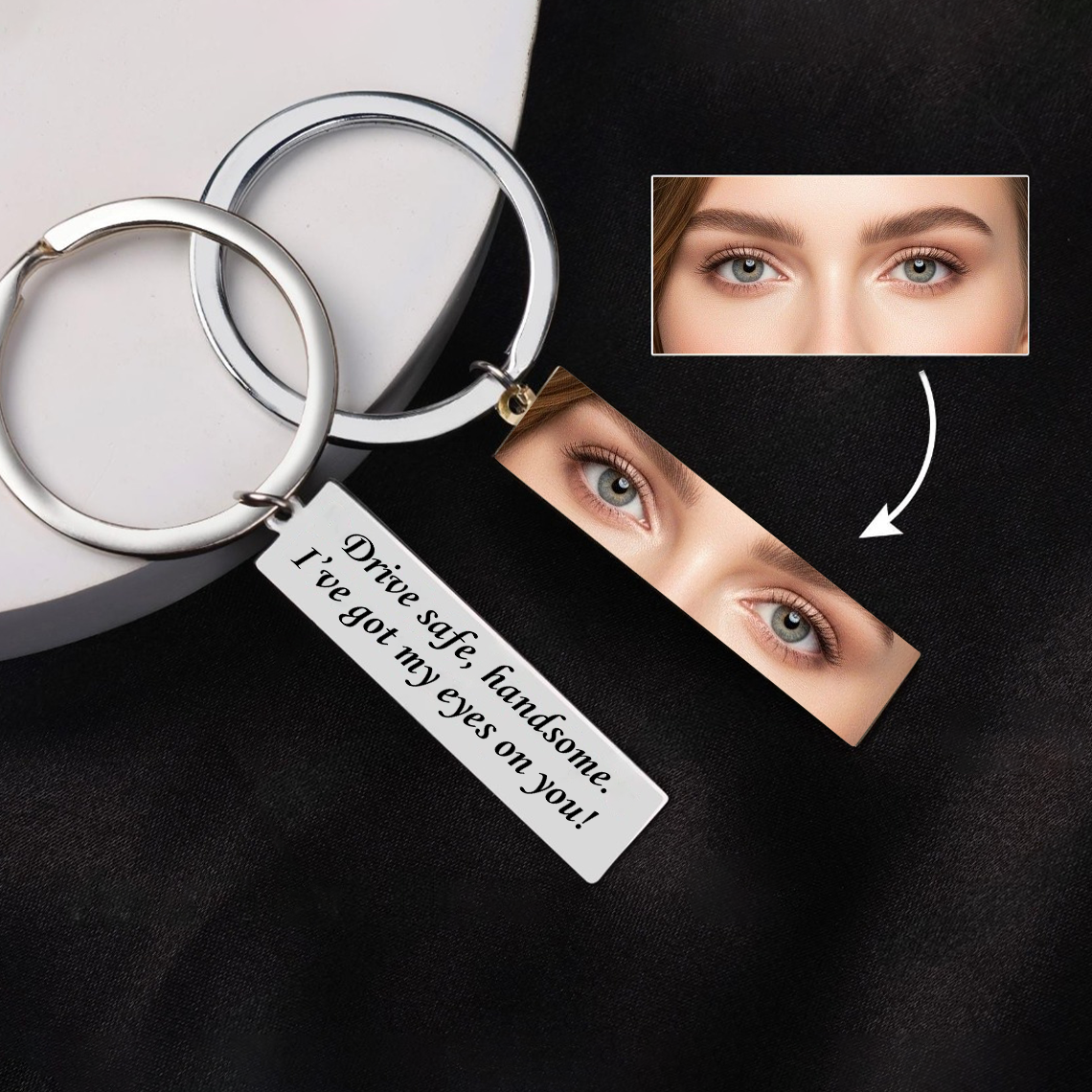 Custom Eyes Photo With Message Metal Keychain Valentine's Gift CH07 910424 - Image 4