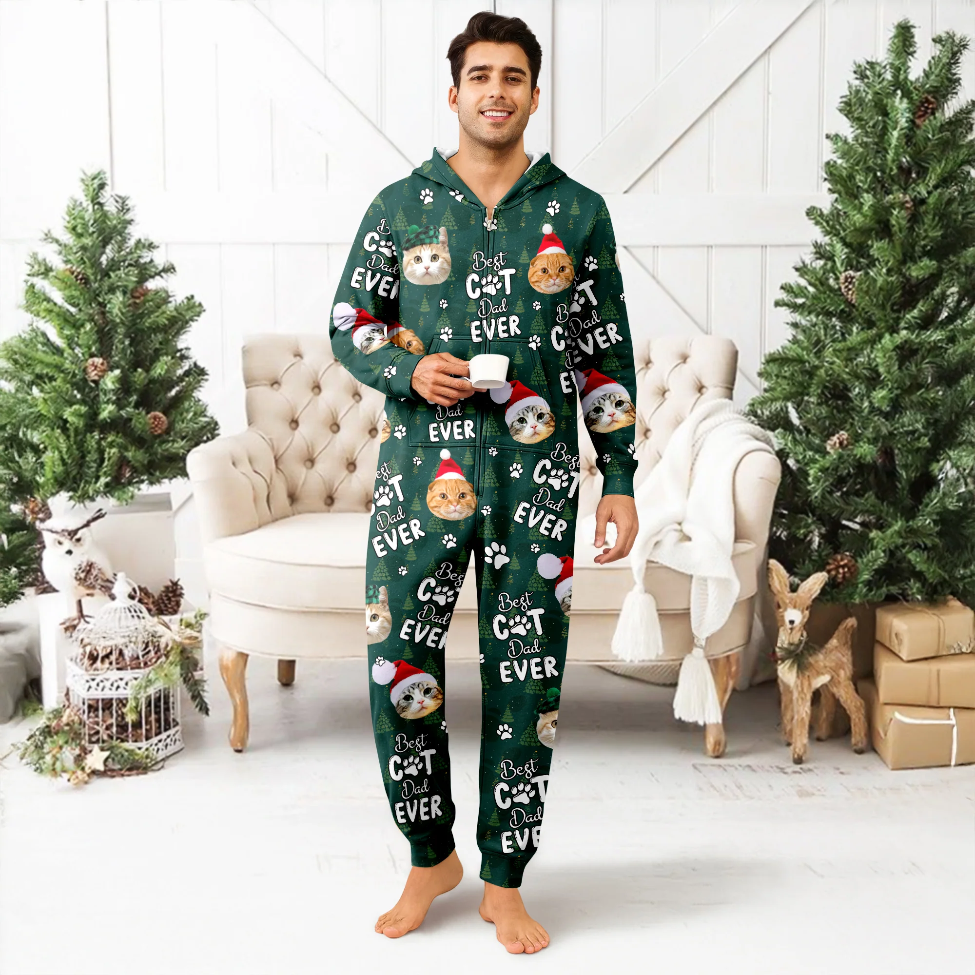 Custom Face Cute Best Dad, Mom Ever Christmas Onesie Pajamas LM32 897285 - Image 2