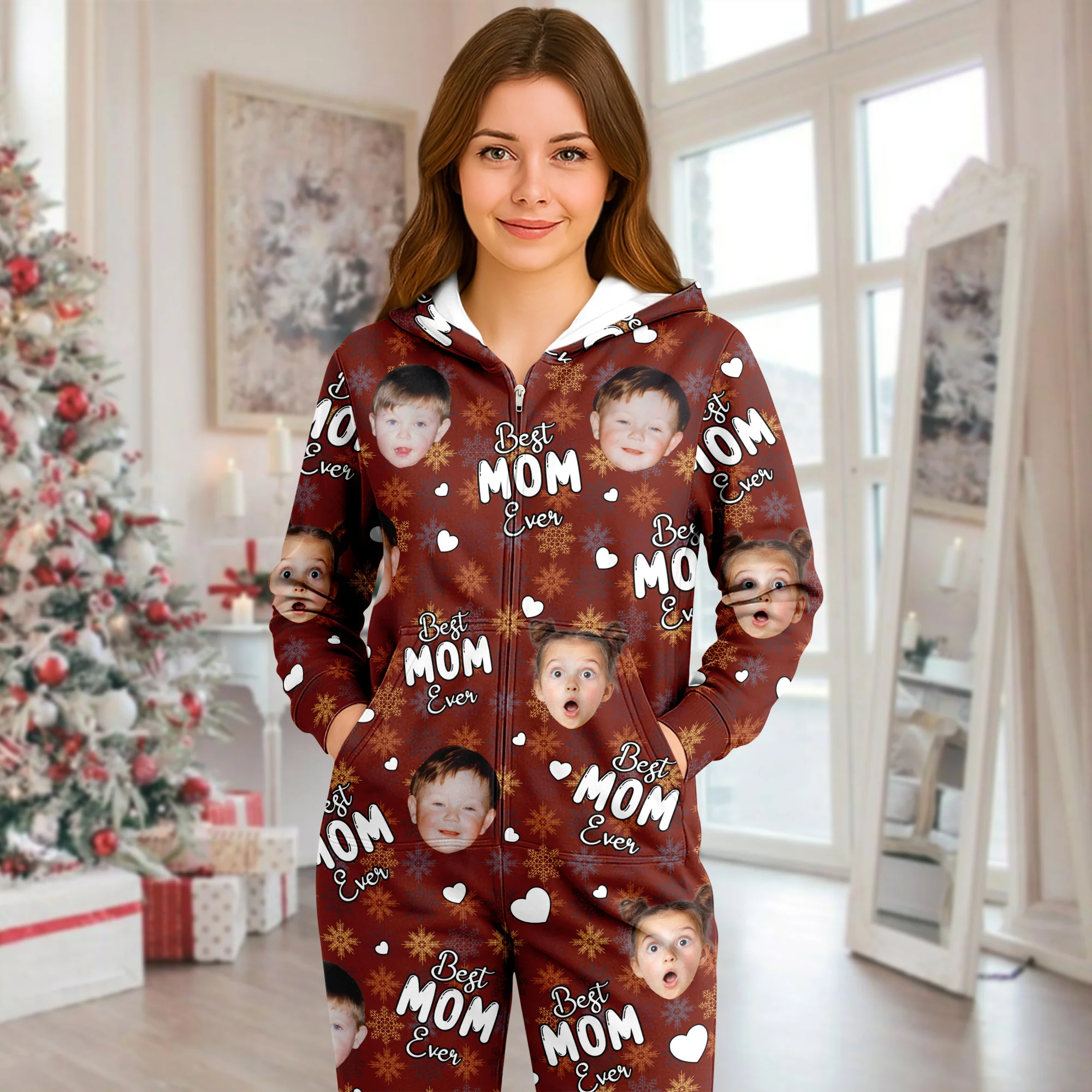 Custom Face Cute Best Dad, Mom Ever Christmas Onesie Pajamas LM32 897285 - Image 7