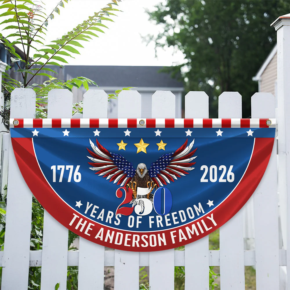 Custom Family Name 250 Years Of Freedom Non-Pleated Fan Flag CH07 910250 - Image 4