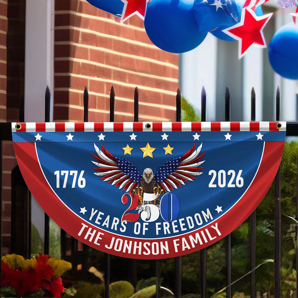 Custom Family Name 250 Years Of Freedom Non-Pleated Fan Flag CH07 910250 - Image 5