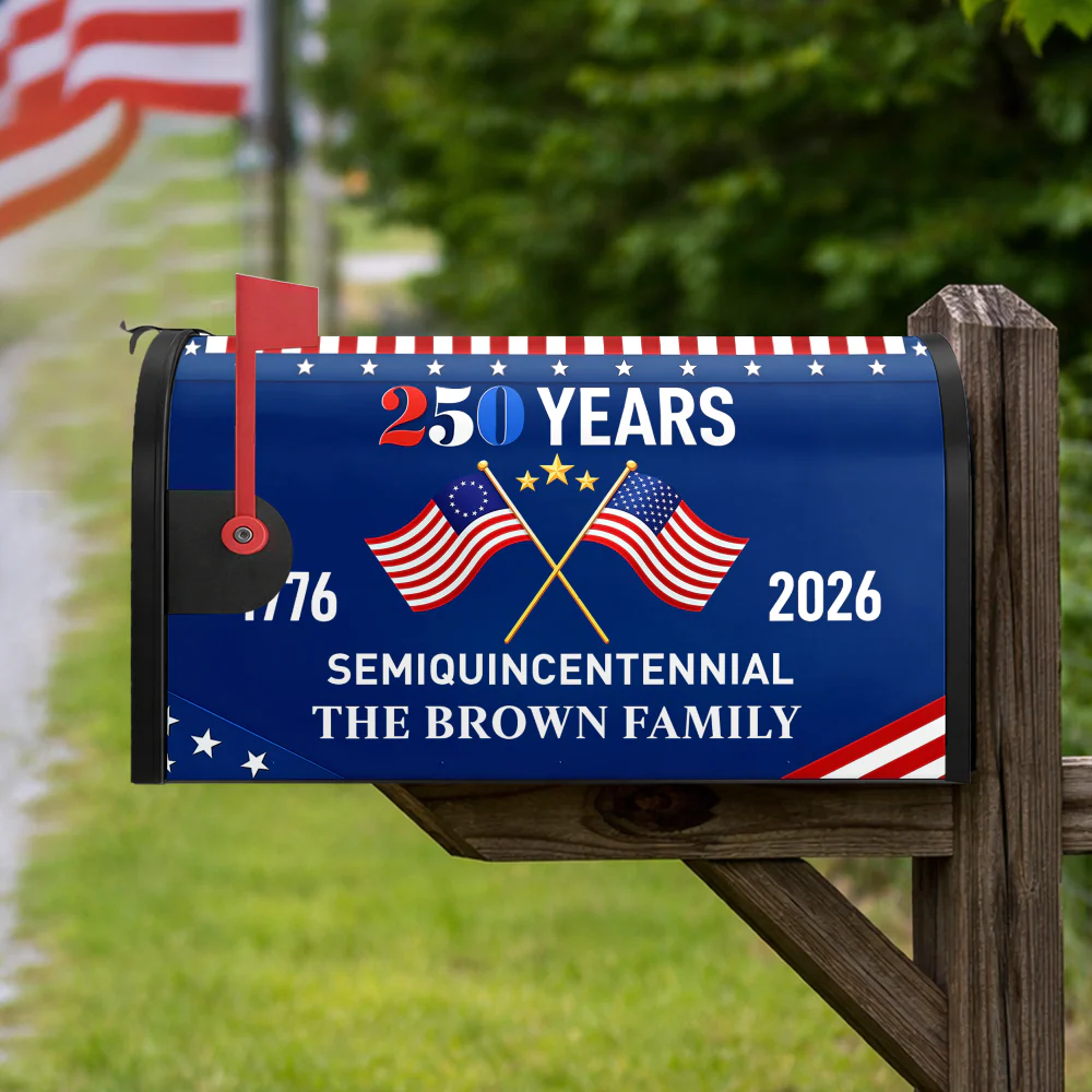 Custom Family Name 250 Years Semiquincentennial Flag Patriotic Mailbox Cover HA75 898812 - Image 3