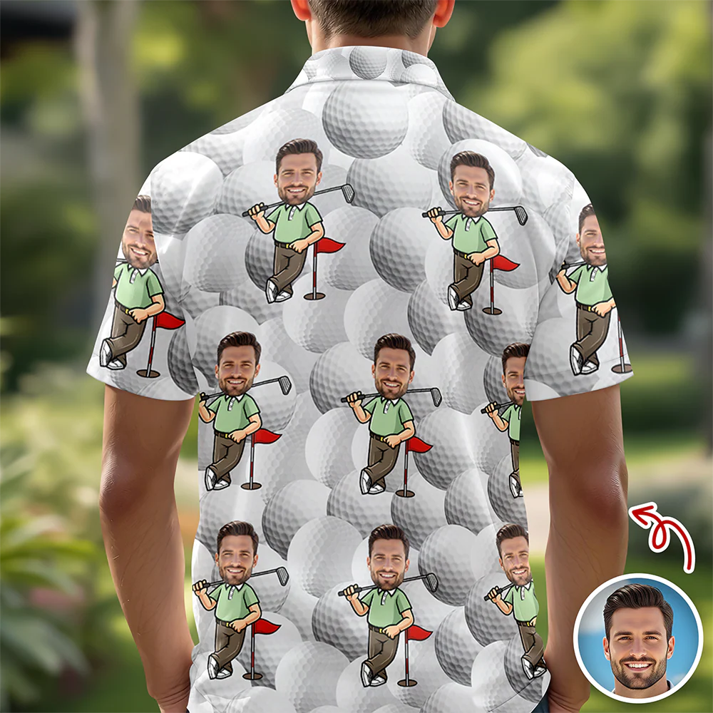 Custom Funny Face Photo Golf Polo Shirt Gift For Golfer, Golf Lovers LM32 897649 - Image 5