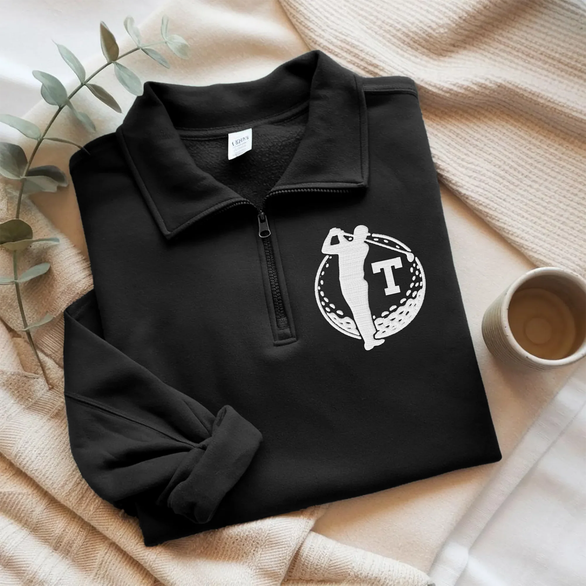 Custom Initial Name Embroidered Quarter Zip Sweater Gift For Golf Lovers CH07 910020 - Image 2