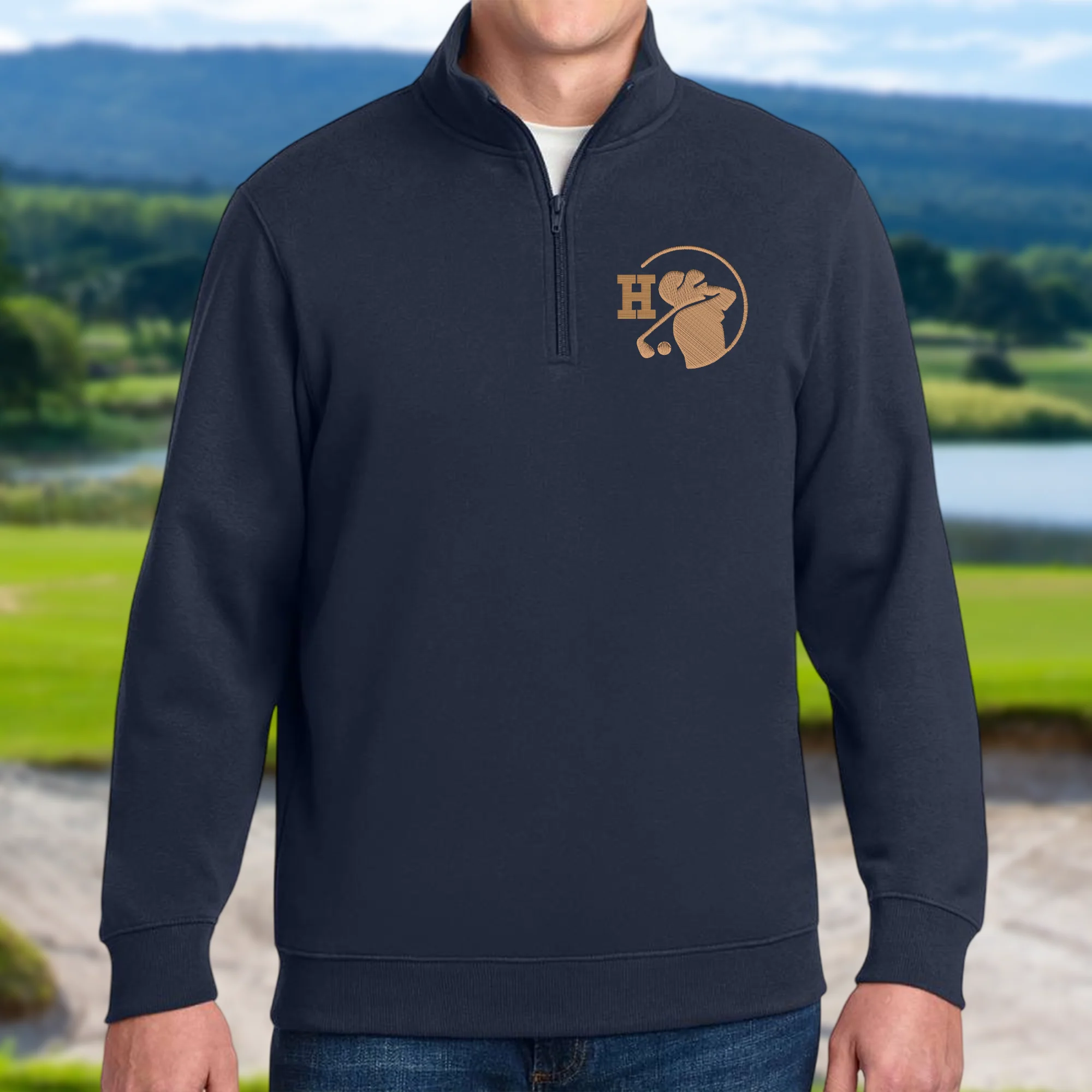 Custom Initial Name Embroidered Quarter Zip Sweater Gift For Golf Lovers CH07 910020 - Image 4