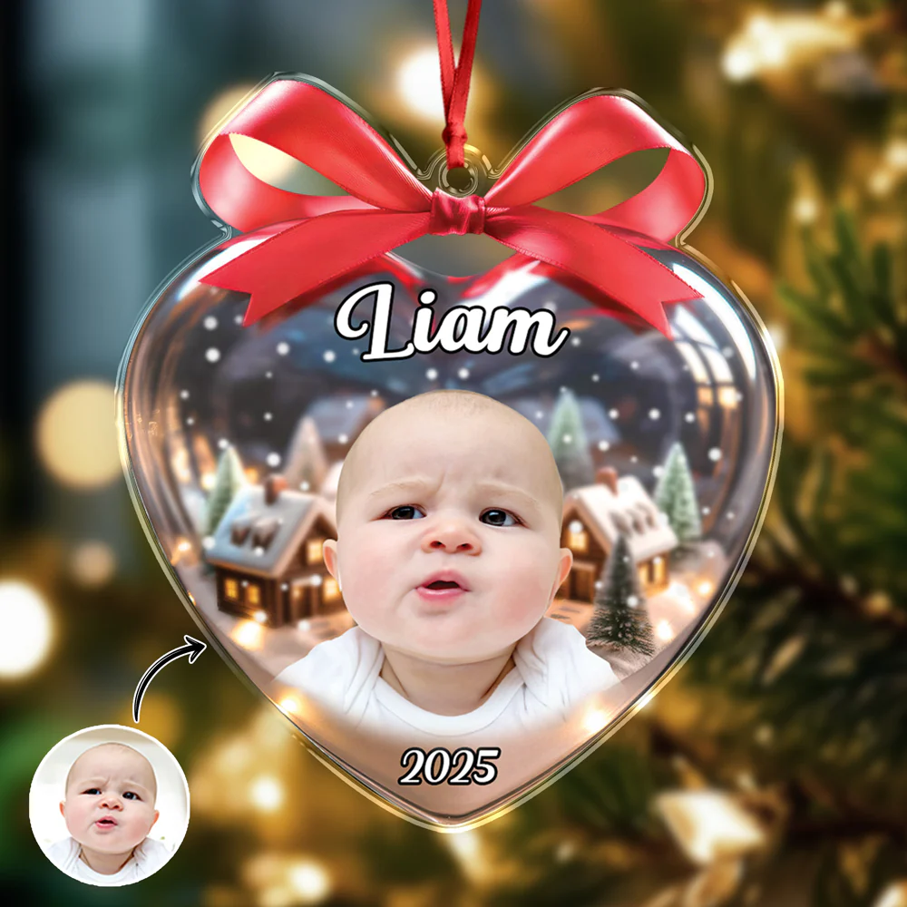 Custom Kid Photo Heart Shaped Acrylic Ornament Christmas Gift For Family CH07 896788 - Image 4