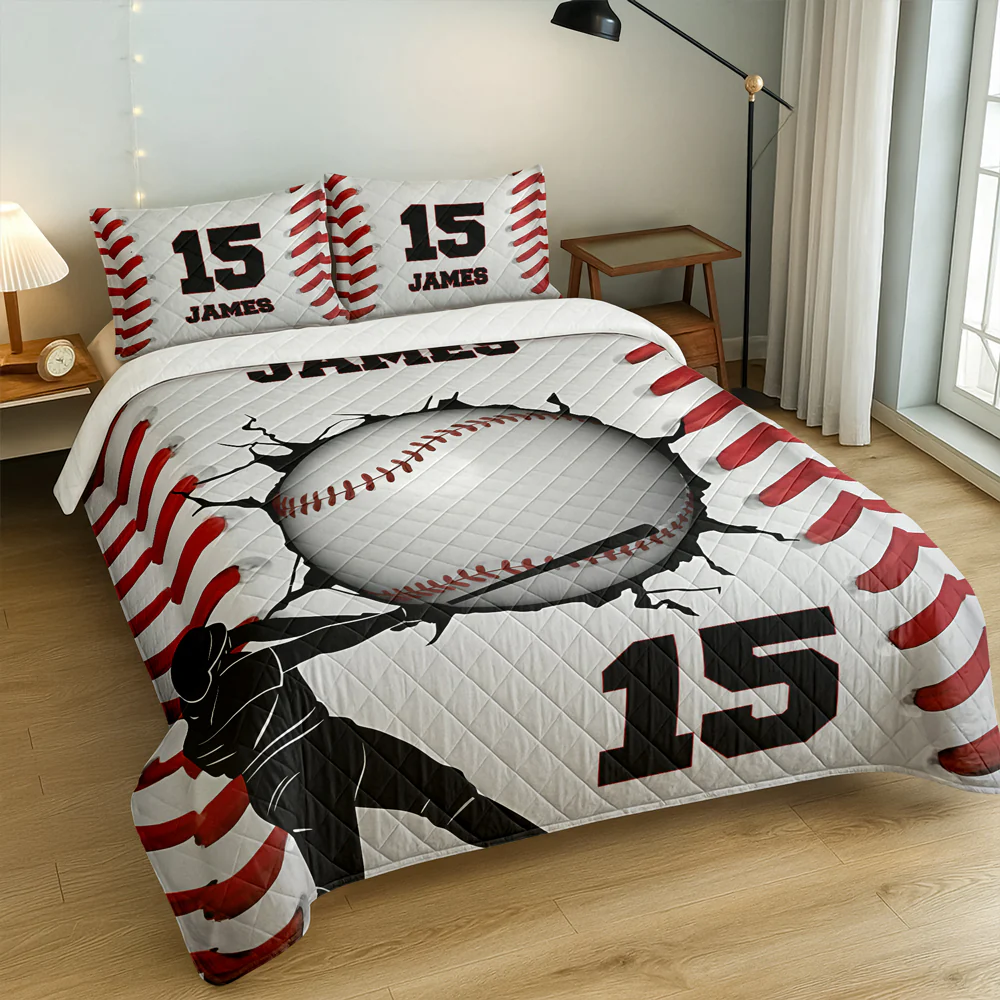 Custom Name And Number - Personalized Quilt Bedding Set For Baseball Lovers TH10 896695 - Image 2