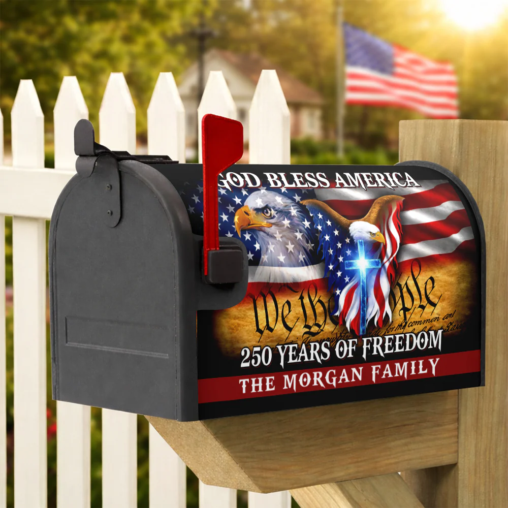 Custom Name God Bless America - 250 Years Of Freedom Patriotic Mailbox Cover HO82 901034 - Image 4