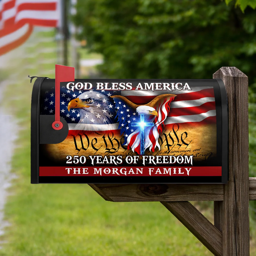 Custom Name God Bless America - 250 Years Of Freedom Patriotic Mailbox Cover HO82 901034 - Image 5