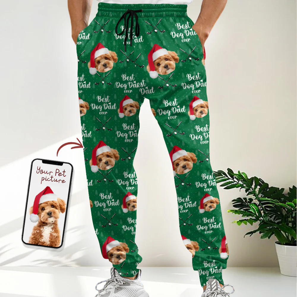 Custom Pet Photo Best Dog Dad Ever Sweatpants For Golf Loving LM32 893939 - Image 11