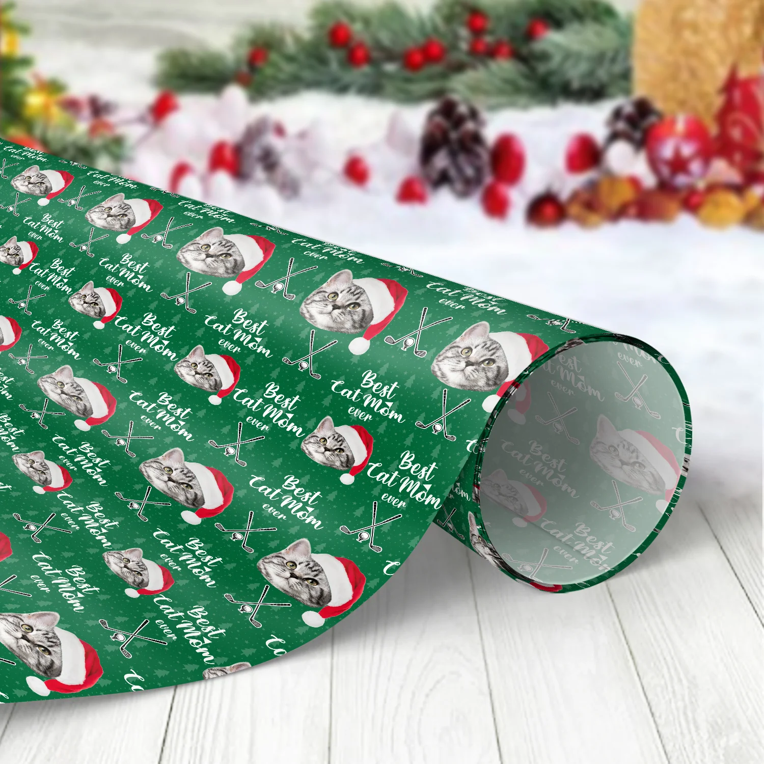 Custom Pet Photo Best Dog Dad Ever Wrapping Paper For Golf Loving LM32 893829 - Image 2